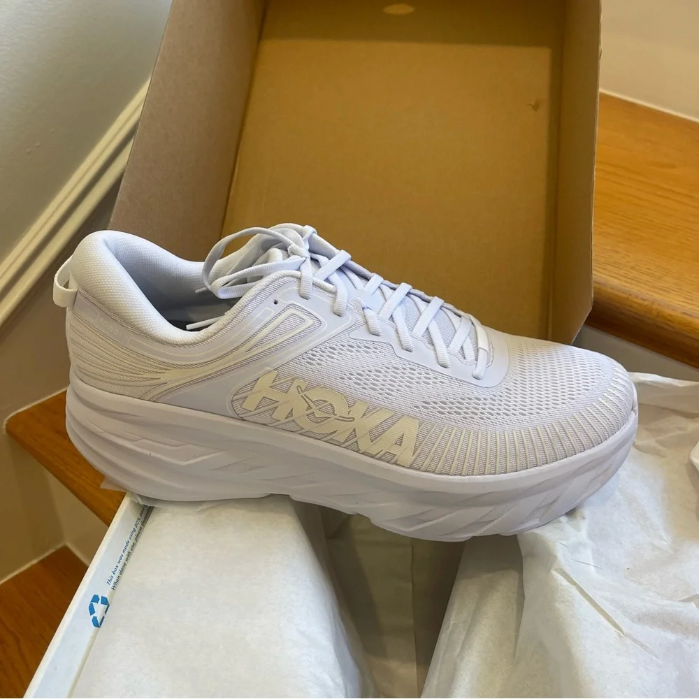 NWT Hoka Bondi 7 All White Hoka One One - Picture 11 of 15